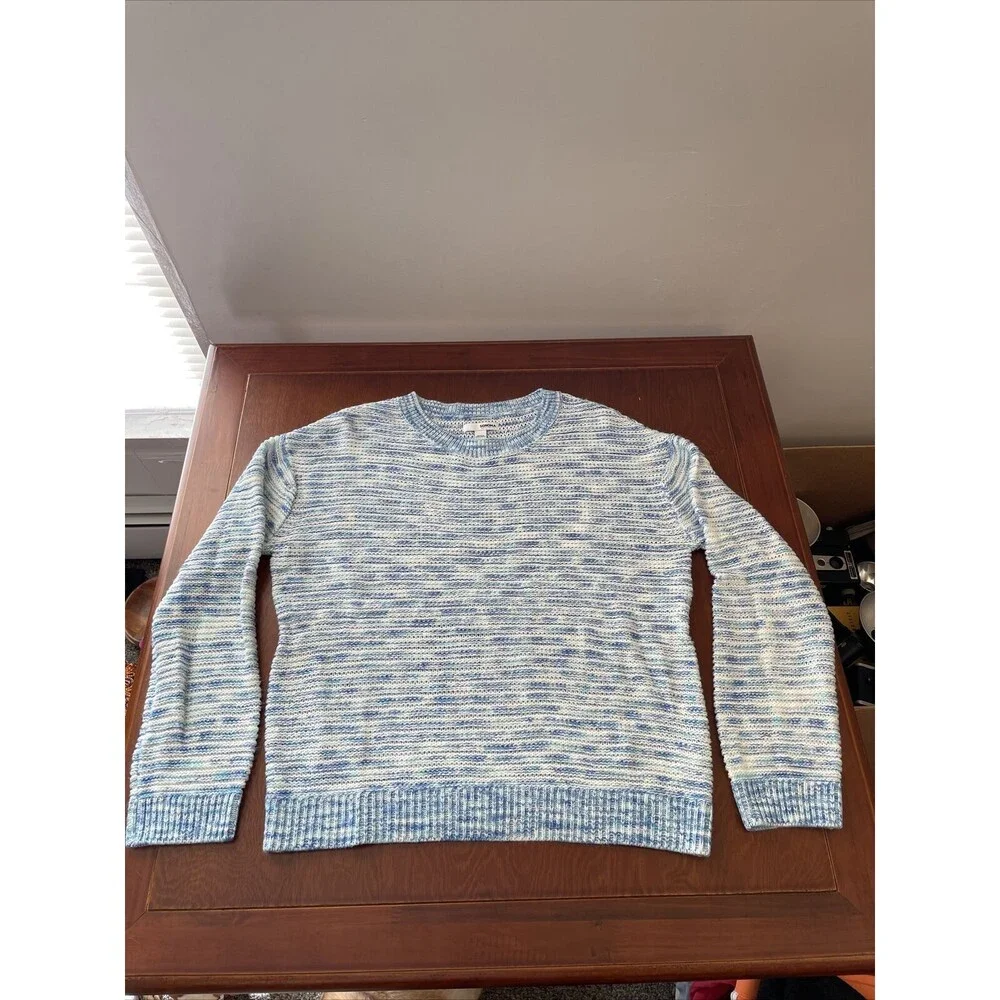 Sonoma Size Large White Blue White Aqua Sweater Knit